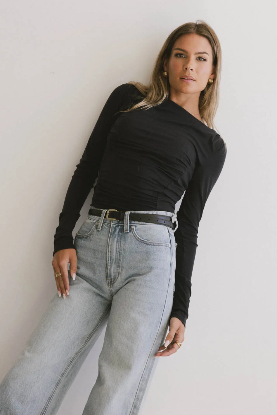 Bianca Ruched Top in Navy - FINAL SALE