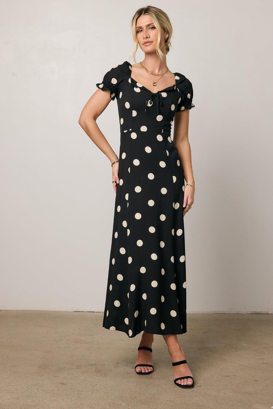 Marlow Polka Dot Maxi Dress In Black - FINAL SALE