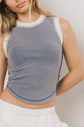 Lilah Reverse Seam Tank in Indigo