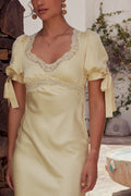 LACE TRIM YELLOW DRESS