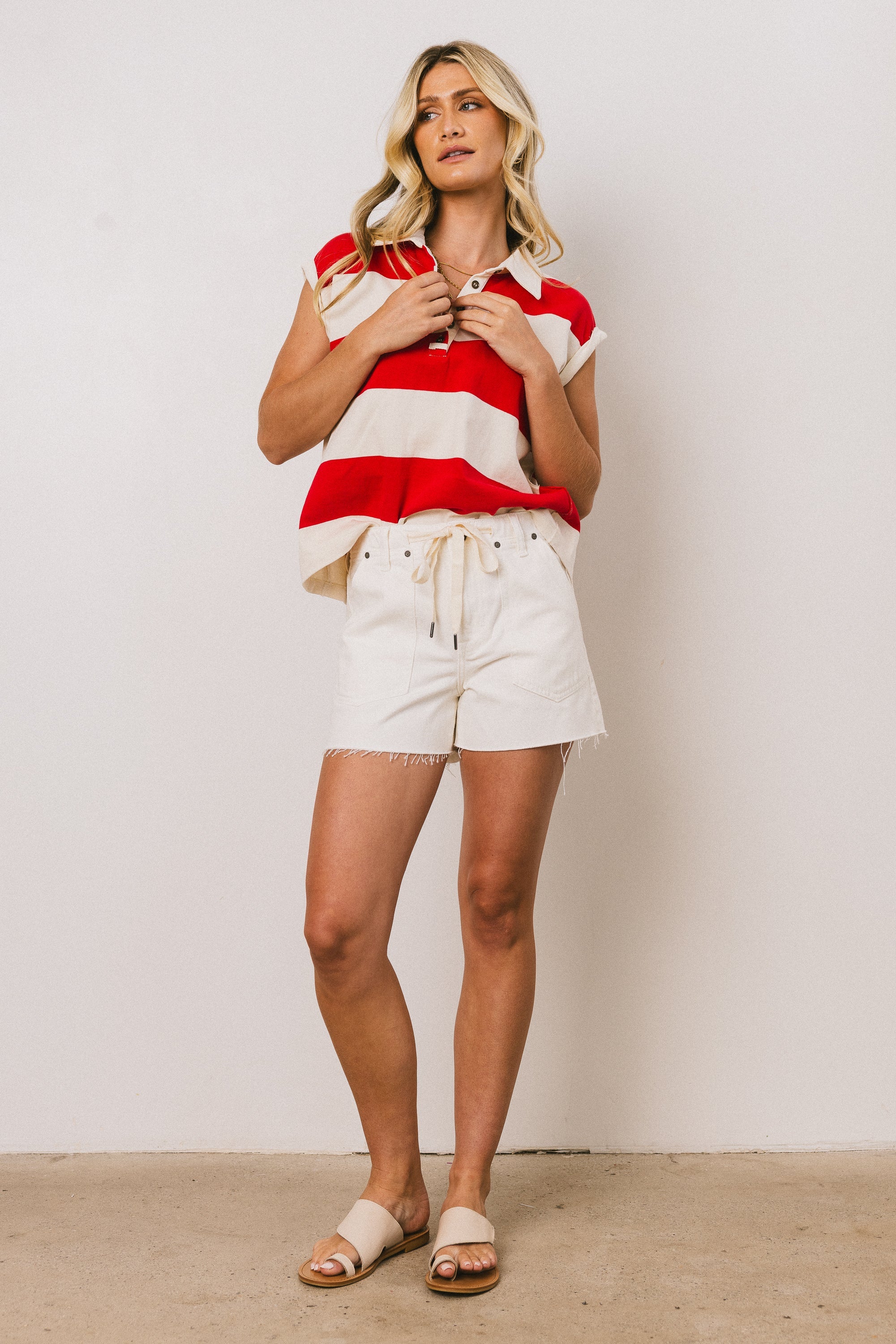 Blake Striped Top in Red