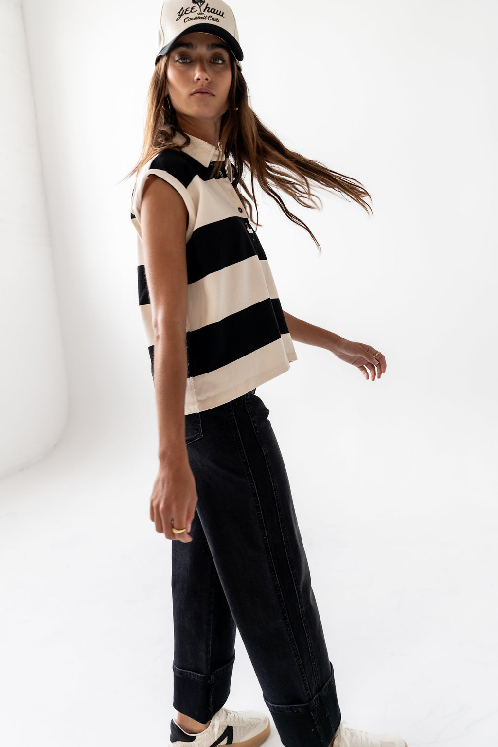 Blake Striped top in Black