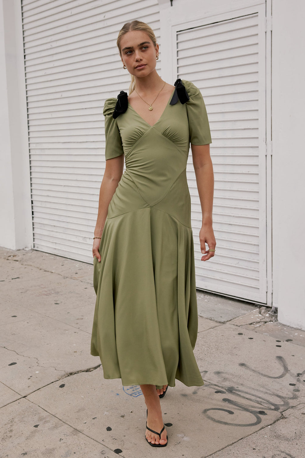 Nellie Drop Waist Maxi Dress in Sage - FINAL SALE