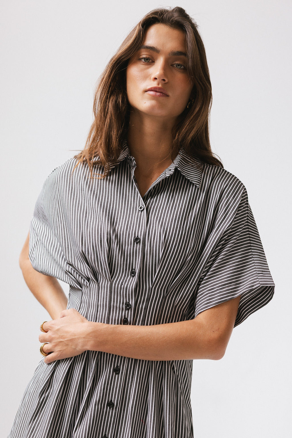Collins Striped Maxi Dress in Grey