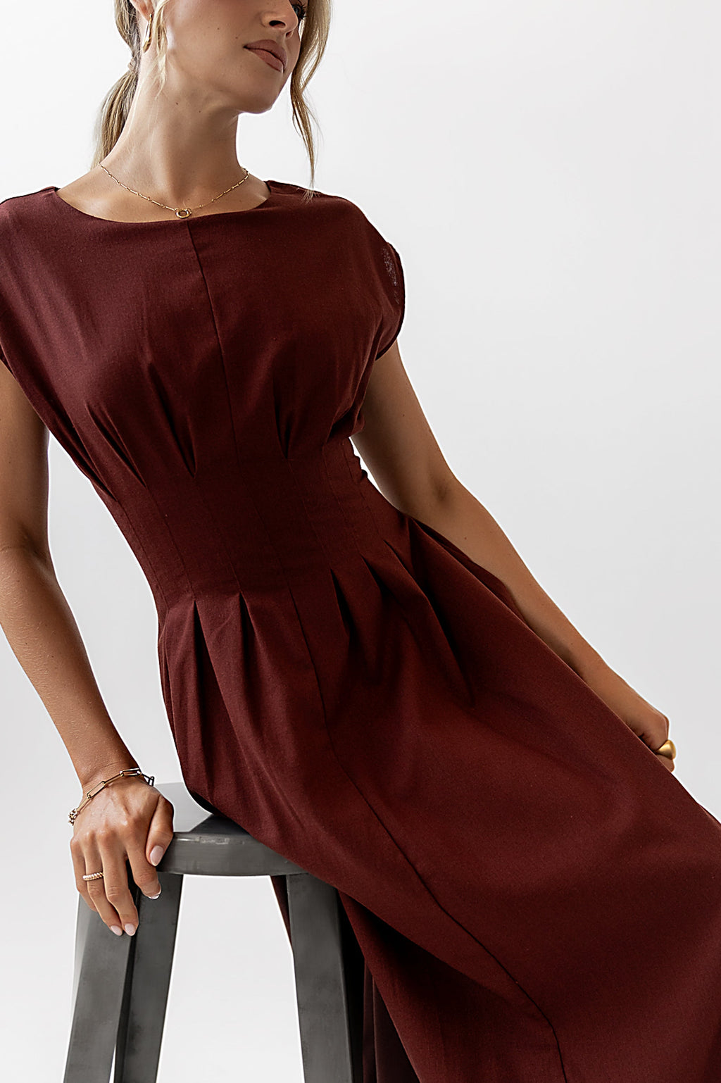 Matilda Pleated Maxi Dress in Rust - FINAL SALE