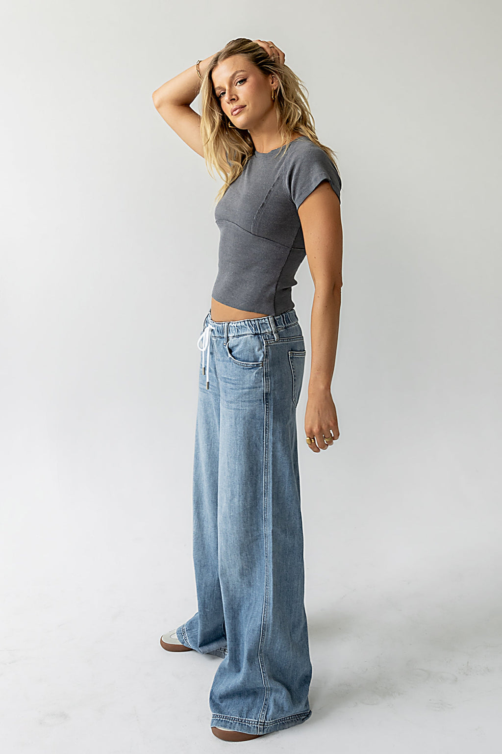 Millie Reverse Seam Top in Blue