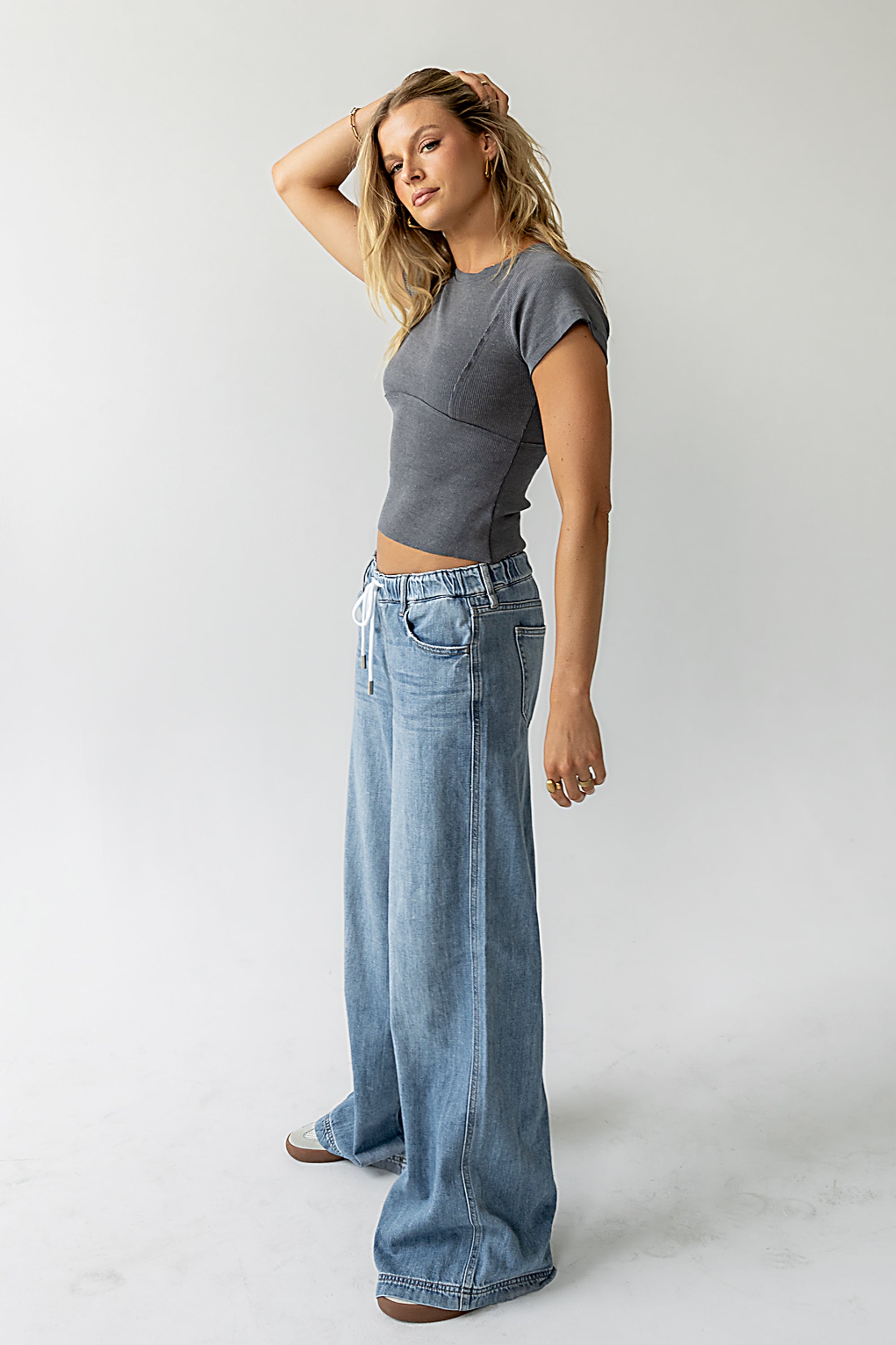 Millie Reverse Seam Top in Blue