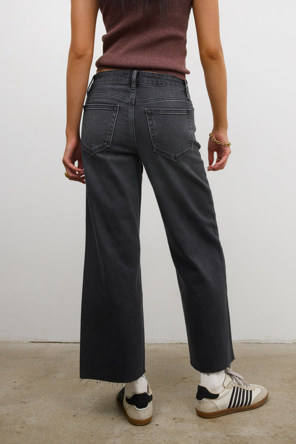 Colette Wide Leg Jeans in Faded Black