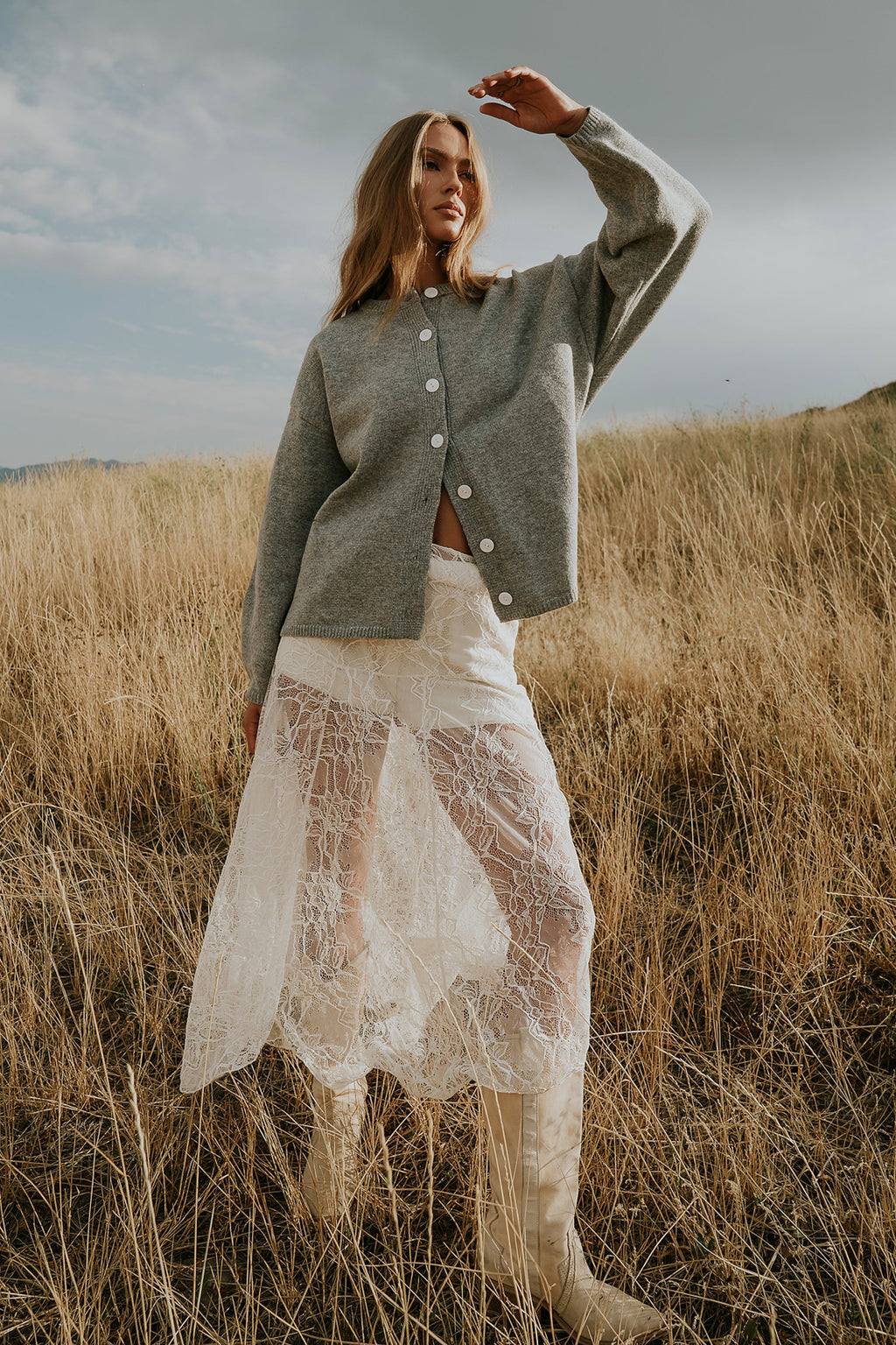 Knit Cardigan in Heather Grey