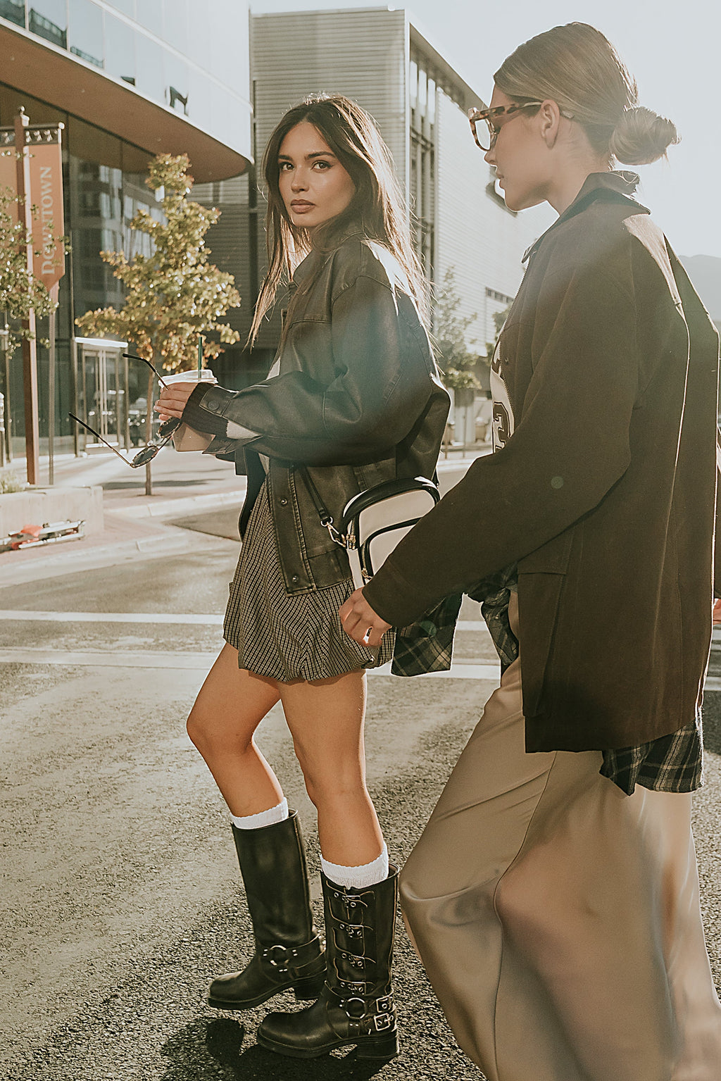 Carly Vegan Leather Jacket in Brown