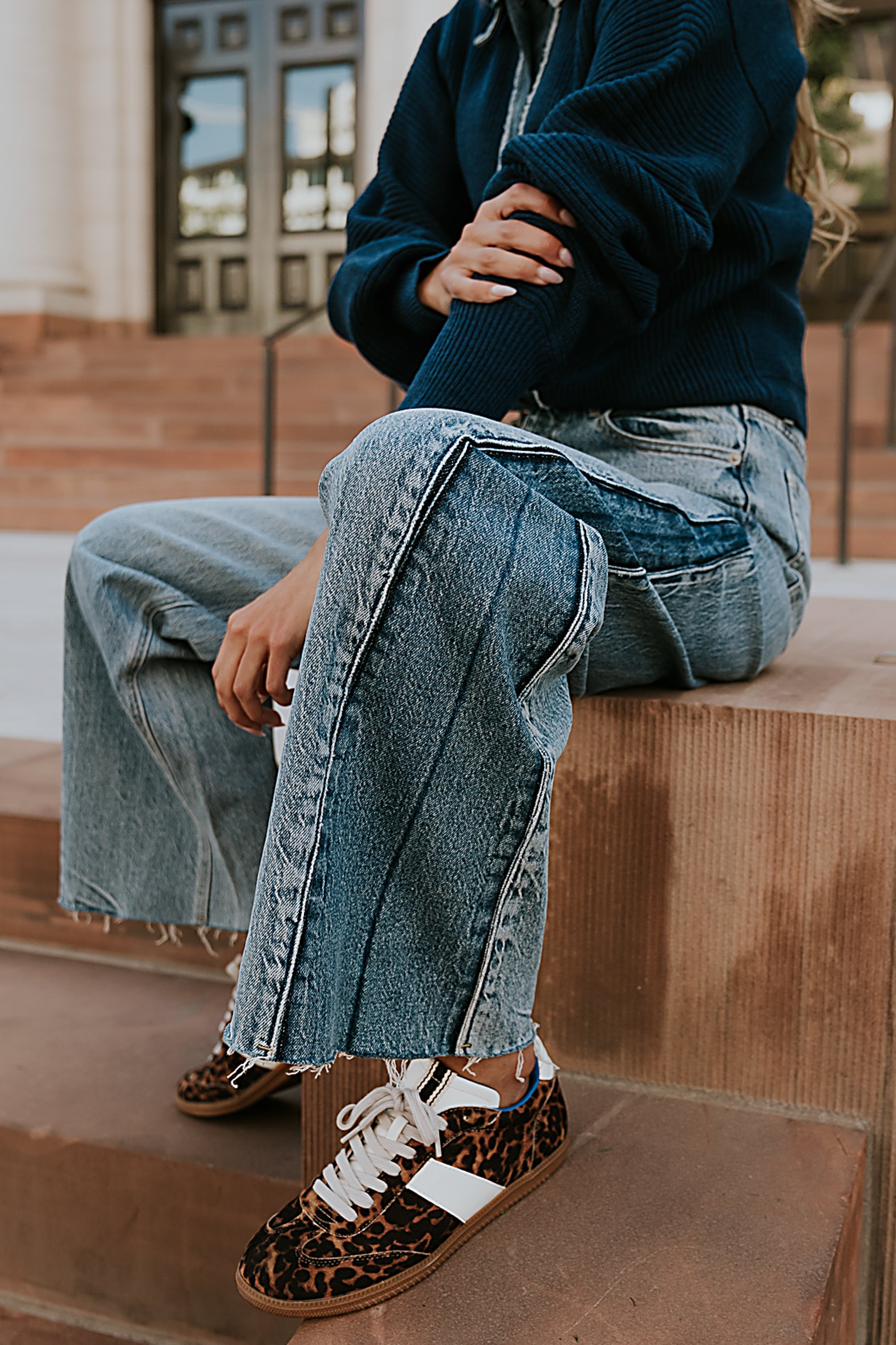 Sofia Contrast Wide Leg Jeans