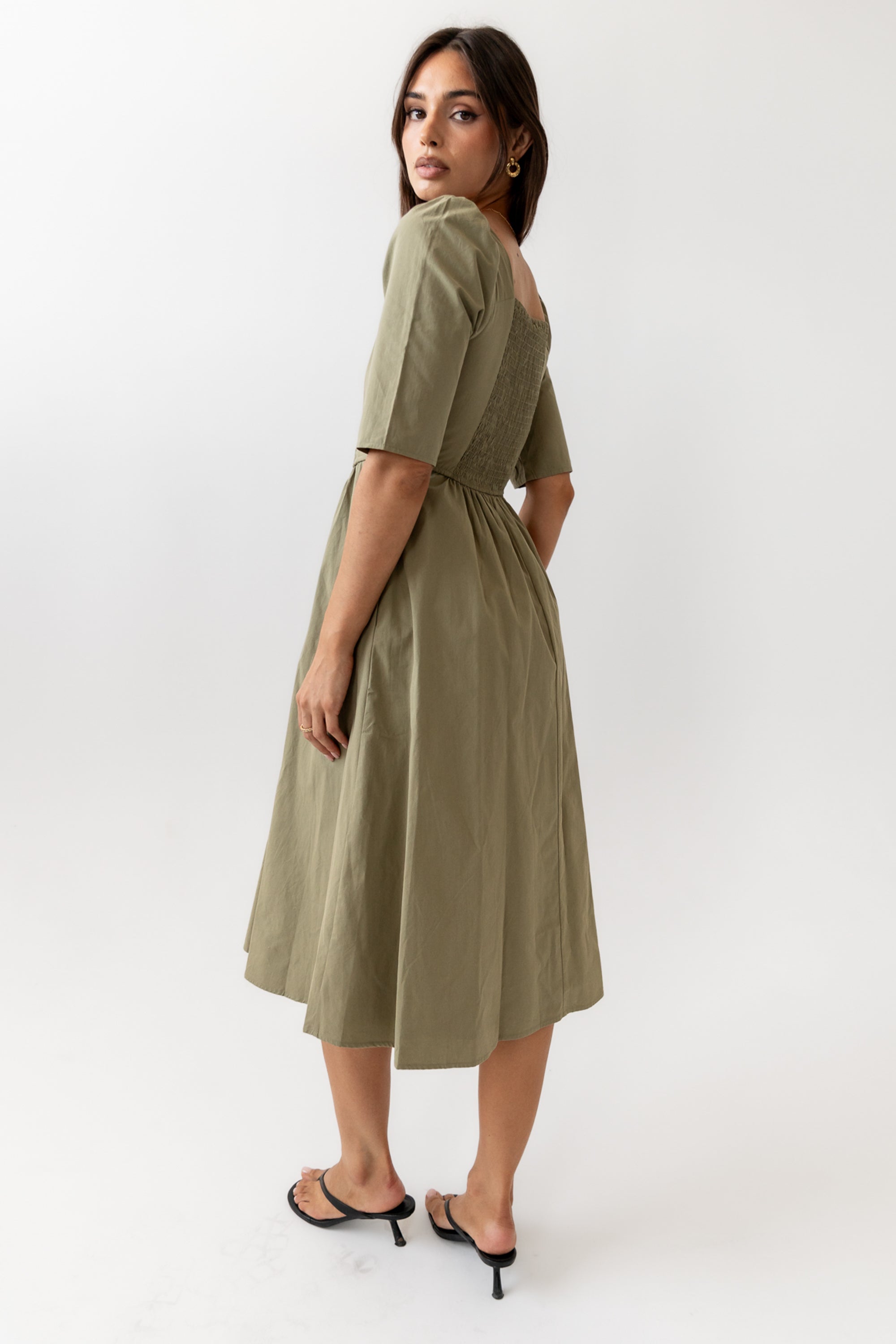 Paisley Smocked Midi Dress in Sage - FINAL SALE