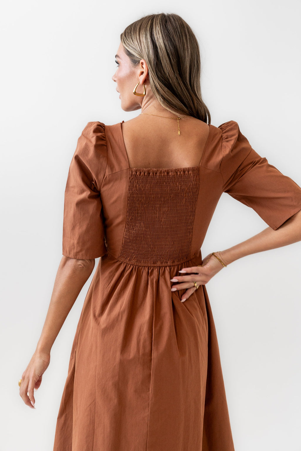 Paisley Smocked Midi Dress in Rust - FINAL SALE
