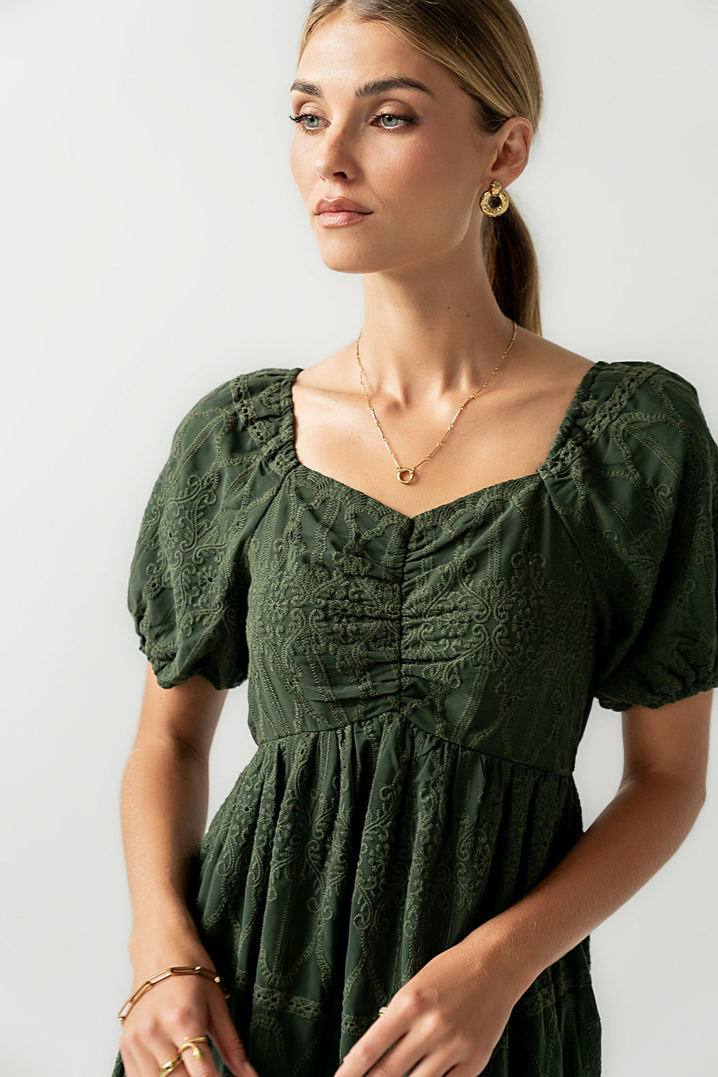 Luca Embroidered Maxi Dress in Hunter Green - FINAL SALE