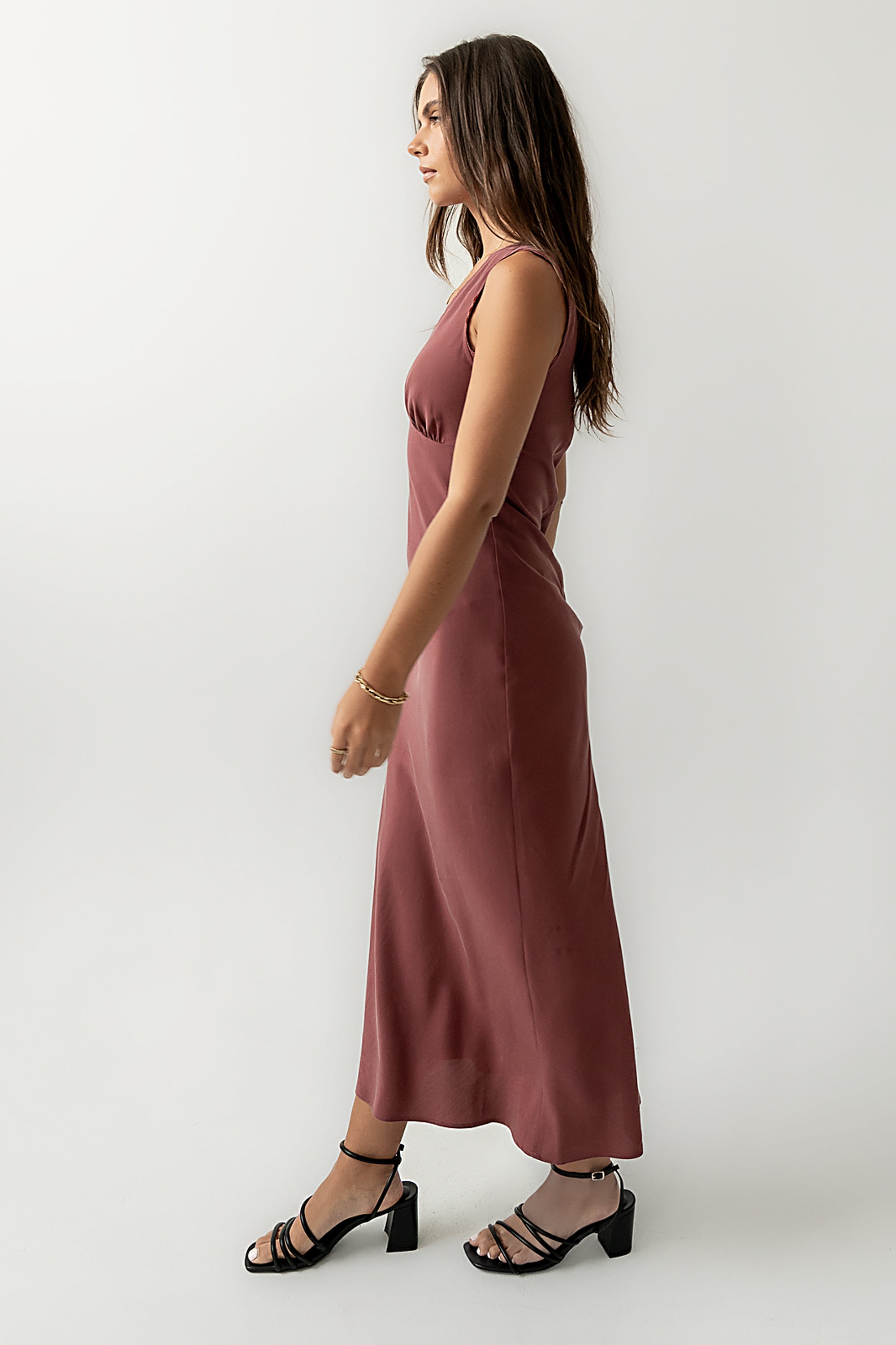 Hailey Lace Trim Maxi Dress in Marsala - FINAL SALE