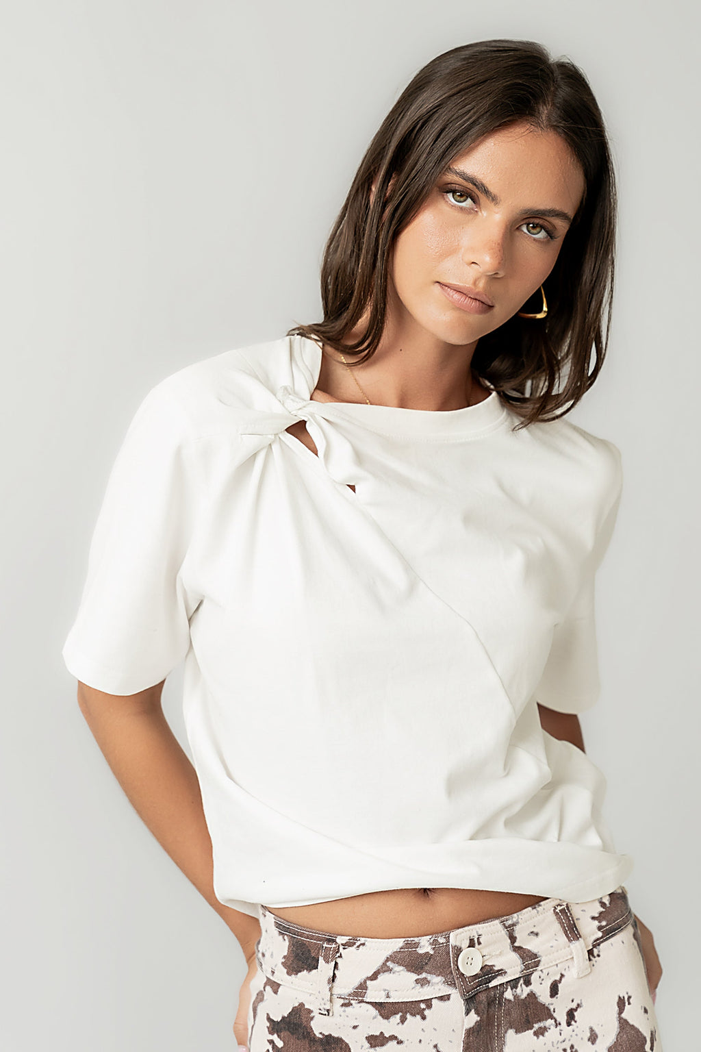white cut out tee