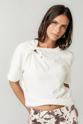 white cut out tee
