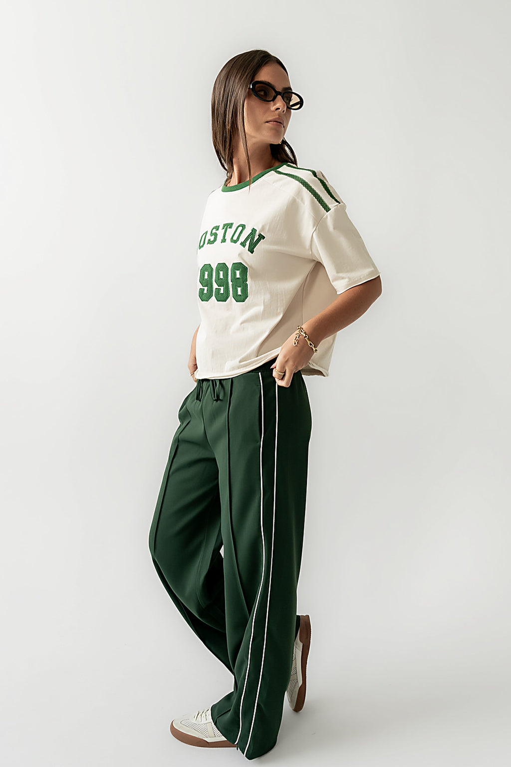 Emily Striped Wide Leg Pants in Green