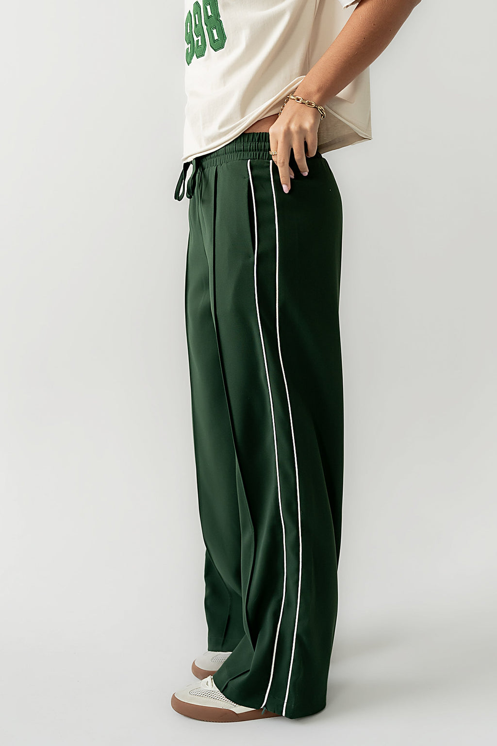 Emily Striped Wide Leg Pants in Green