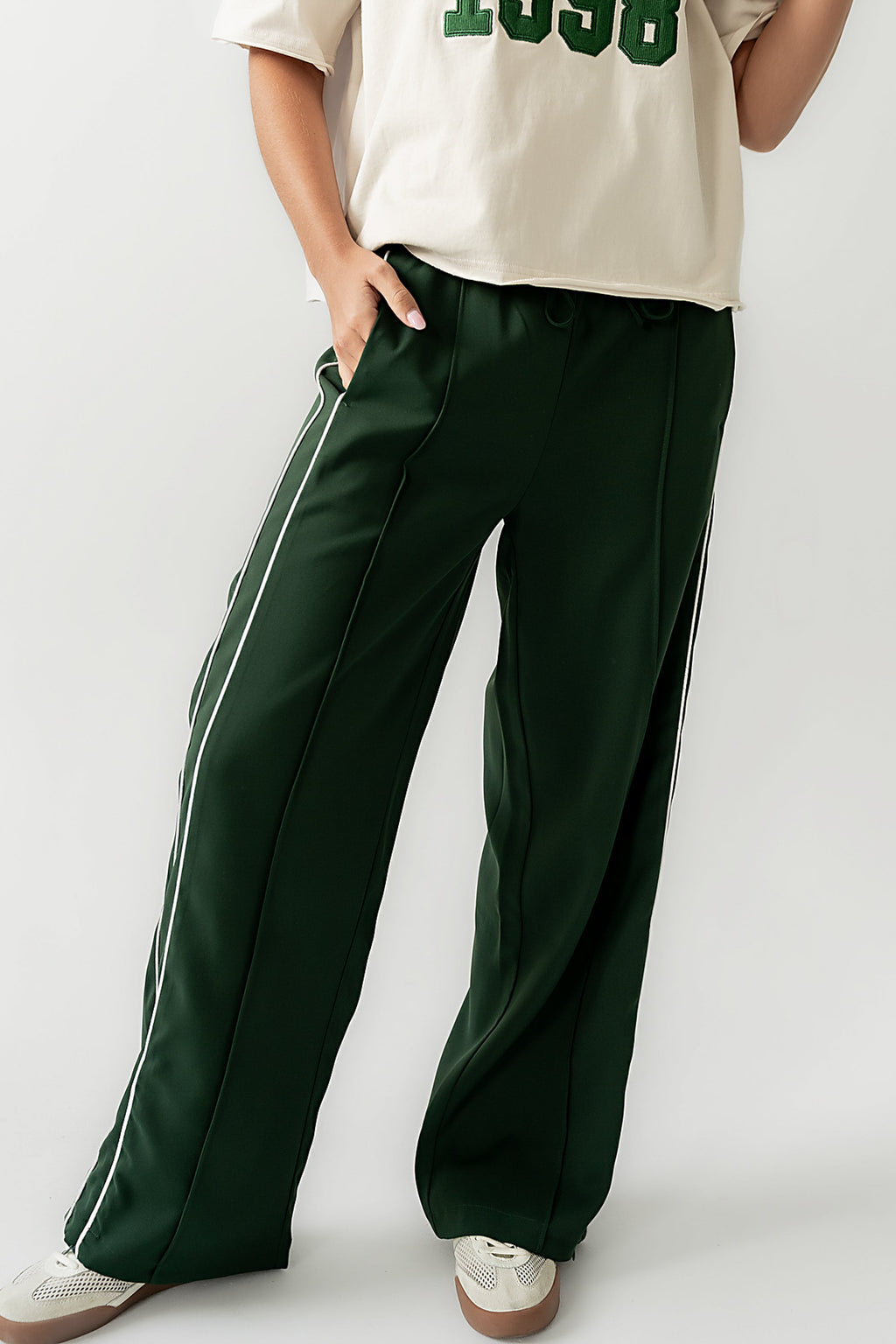 Emily Striped Wide Leg Pants in Green
