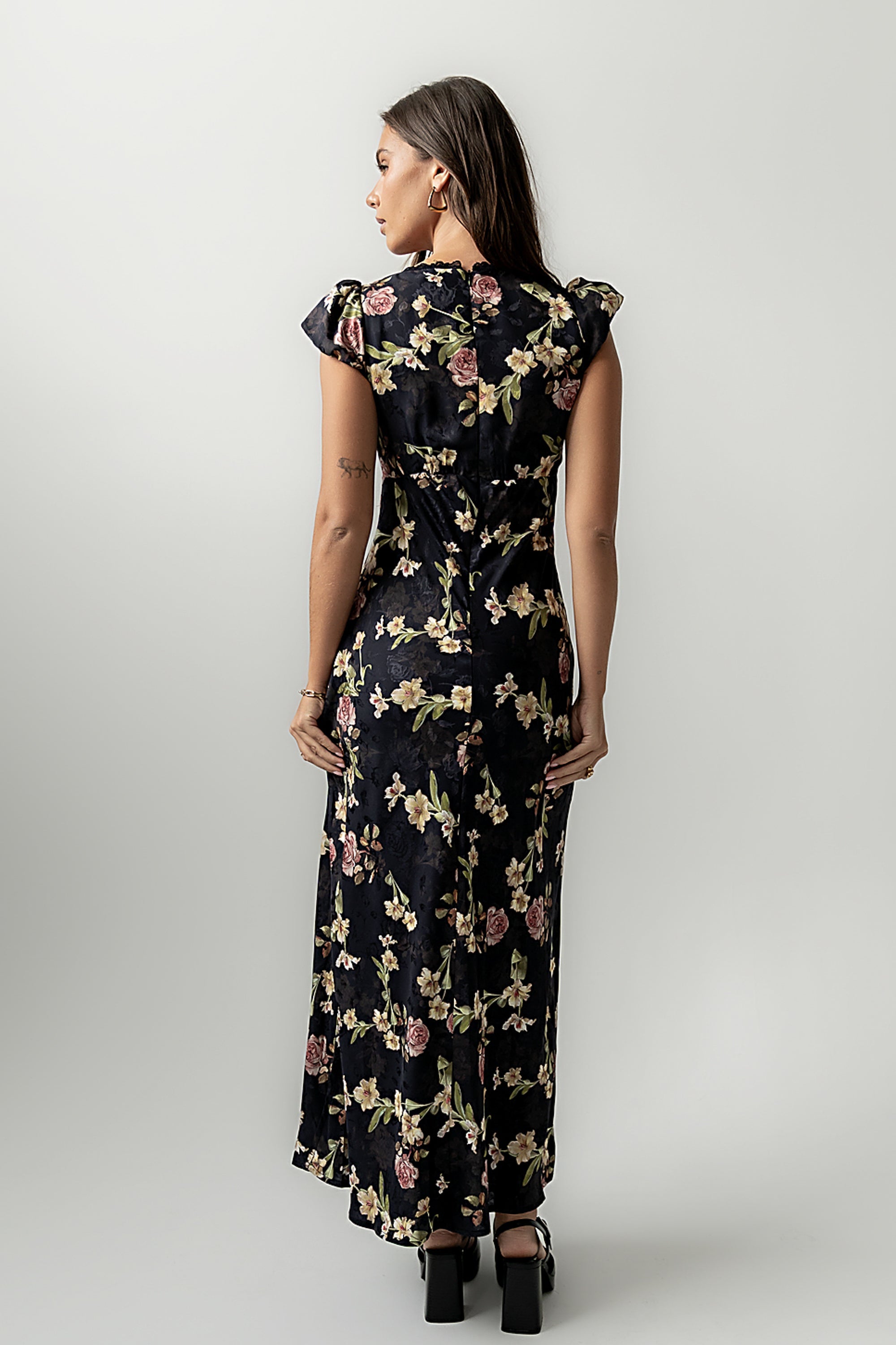 Asa Floral Maxi Dress in Black