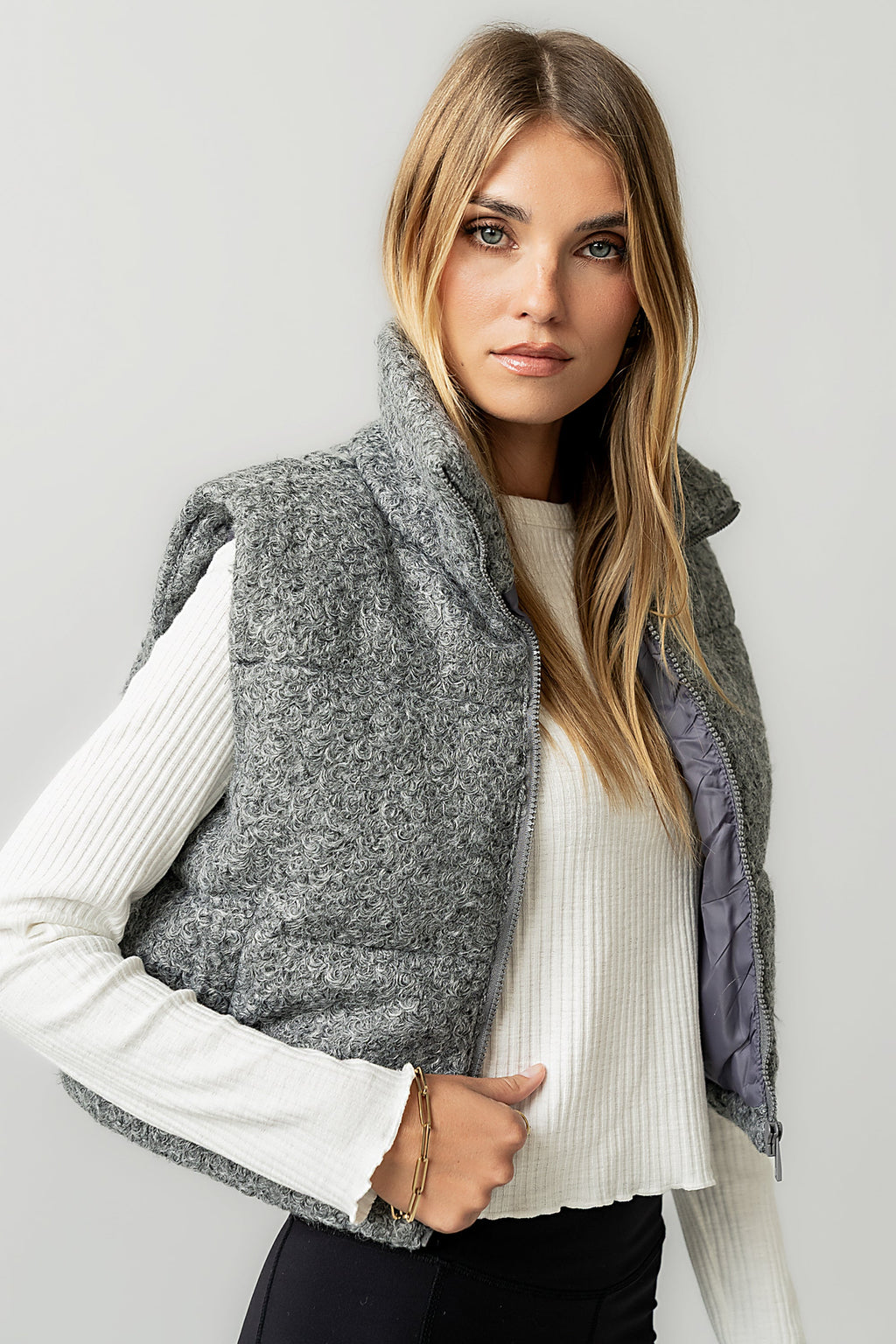 Nolan Puffer Vest in Grey - FINAL SALE