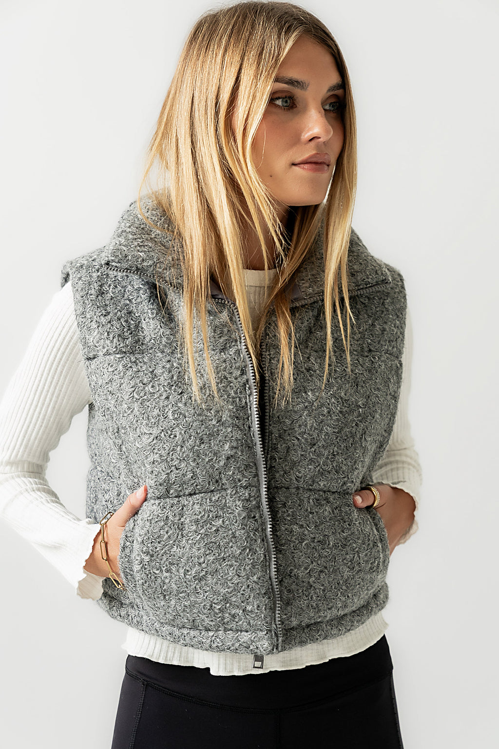 Nolan Puffer Vest in Grey - FINAL SALE
