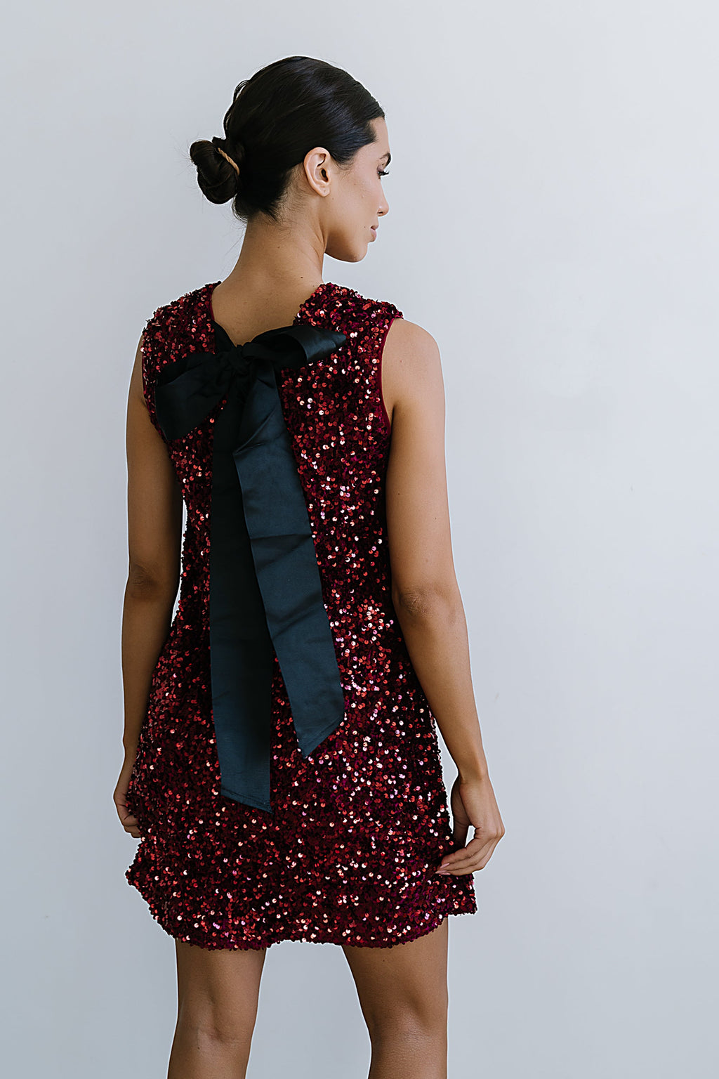 Bessie Sequin Mini Dress in Burgundy