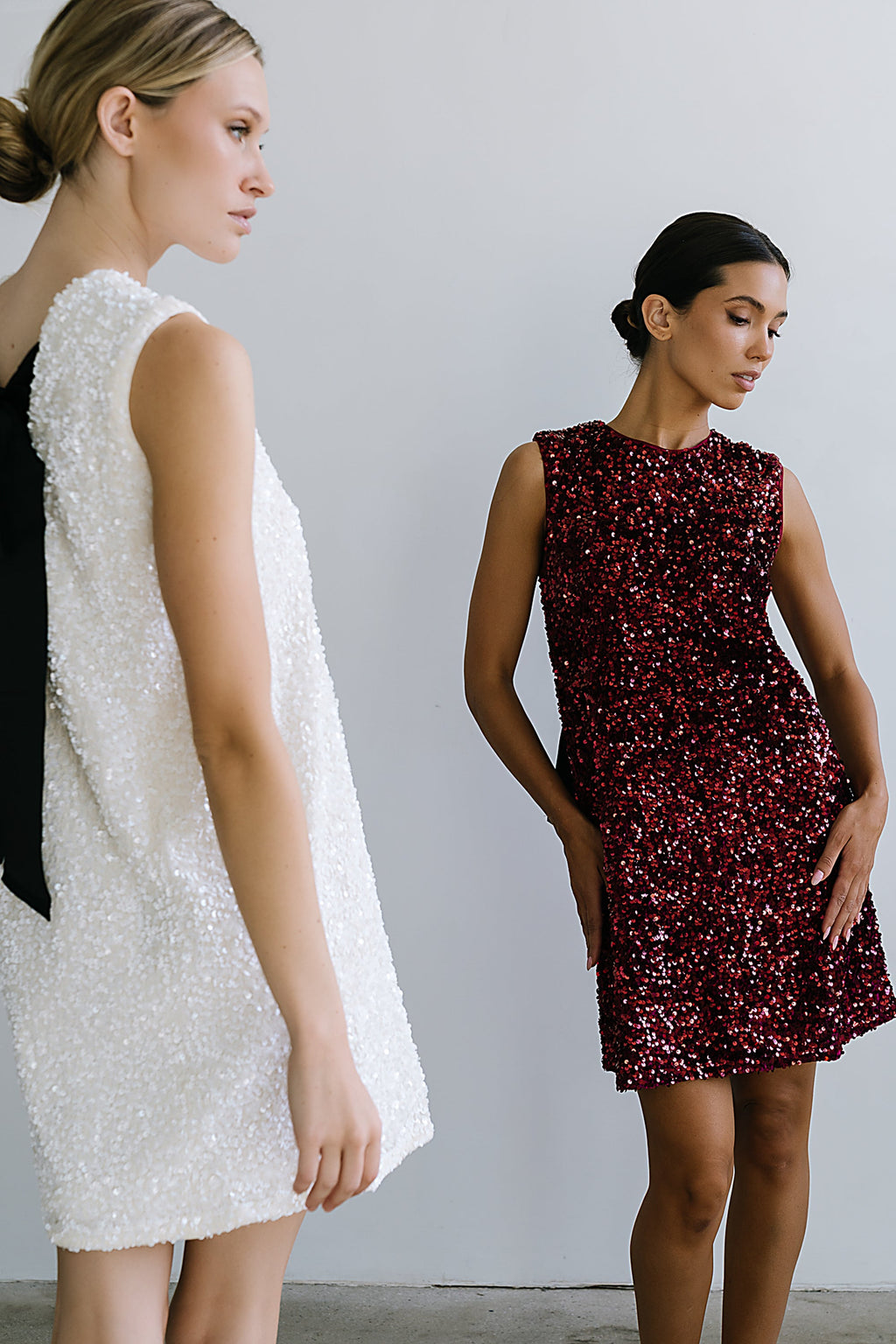 Bessie Sequin Mini Dress in Burgundy