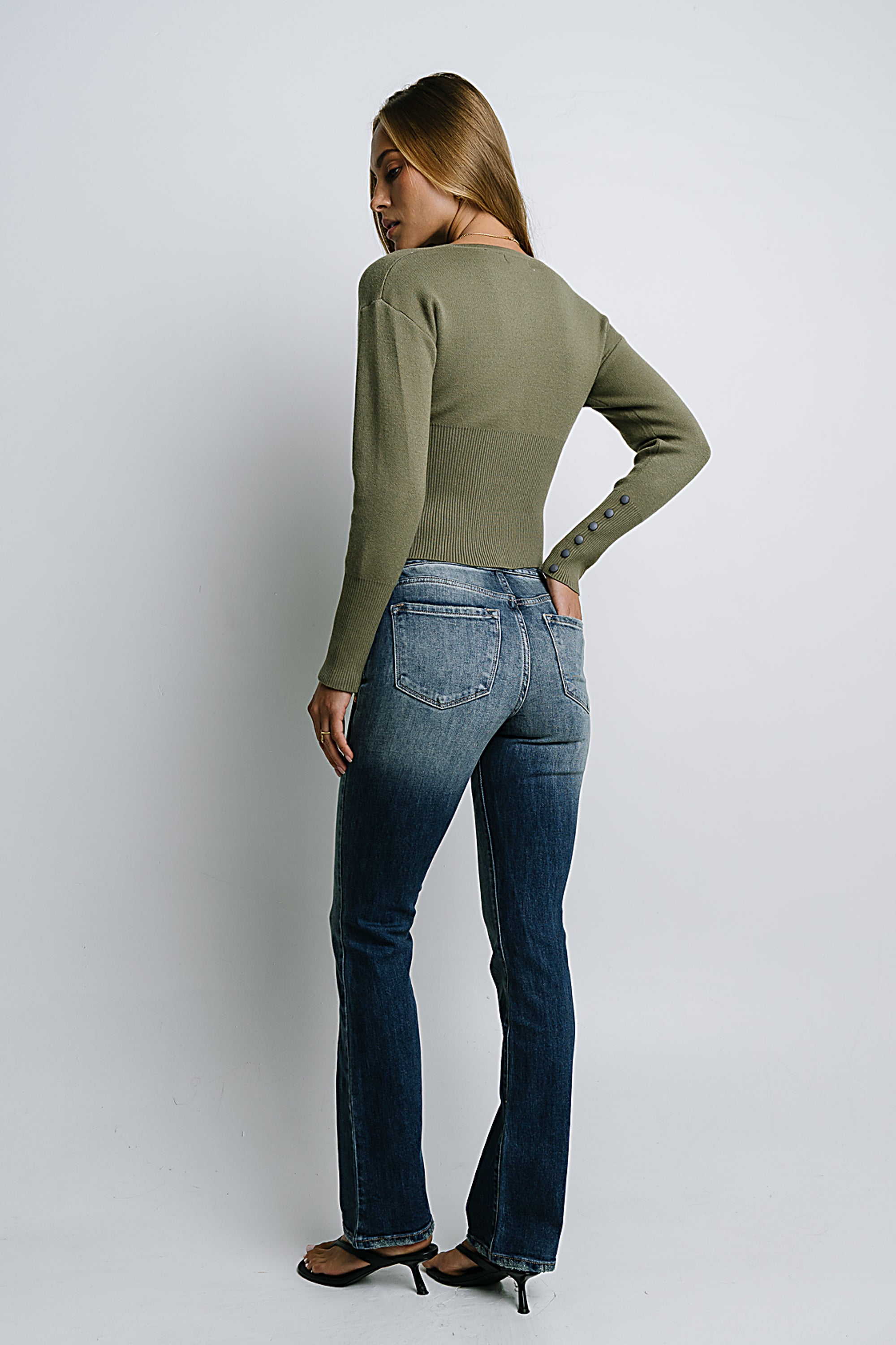 Julia Ribbed Cardigan in Olive - FINAL SALE