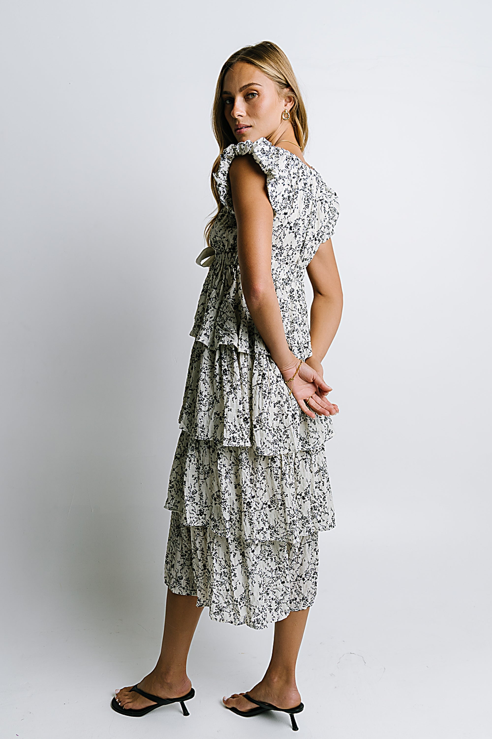 River Ruffle Midi Dress