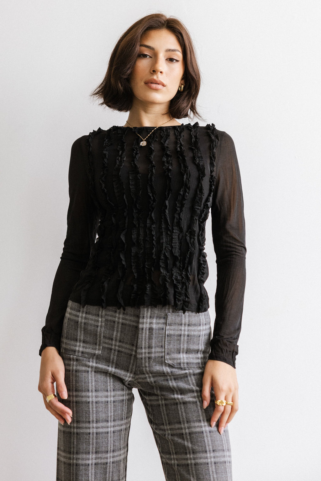 Marie Sheer Top in Black