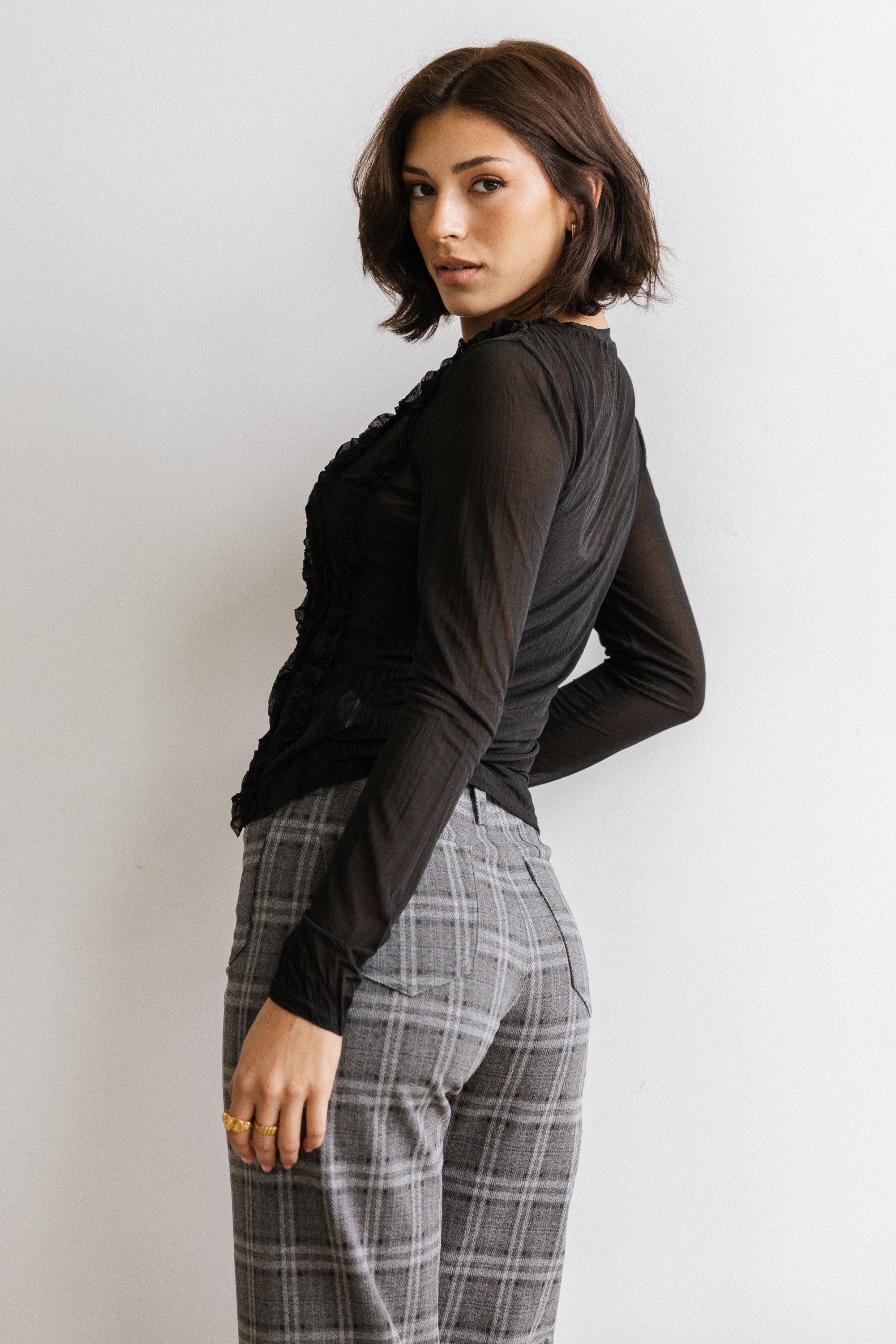 Marie Sheer Top in Black
