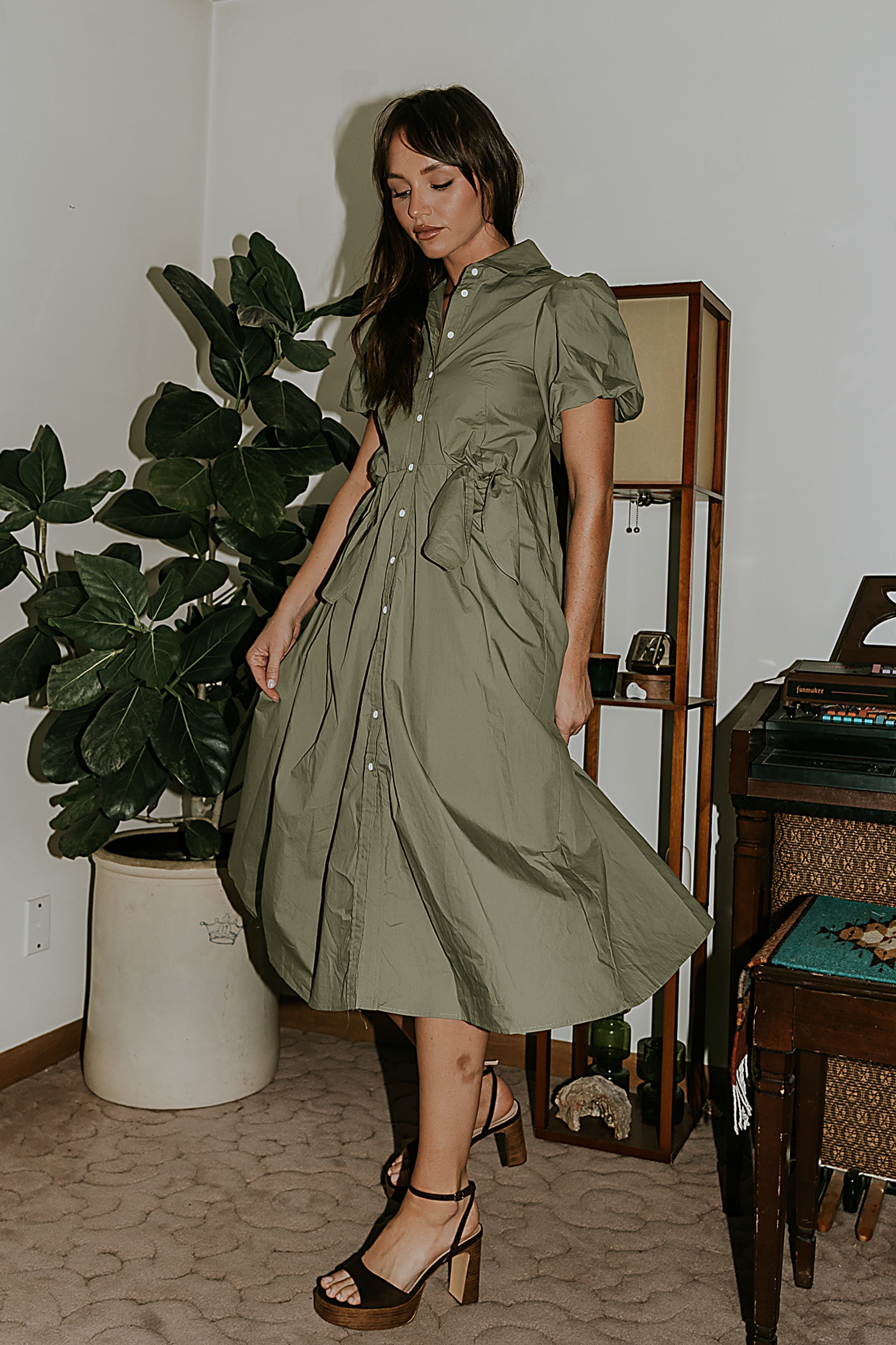Terry Collared Midi Dress - FINAL SALE