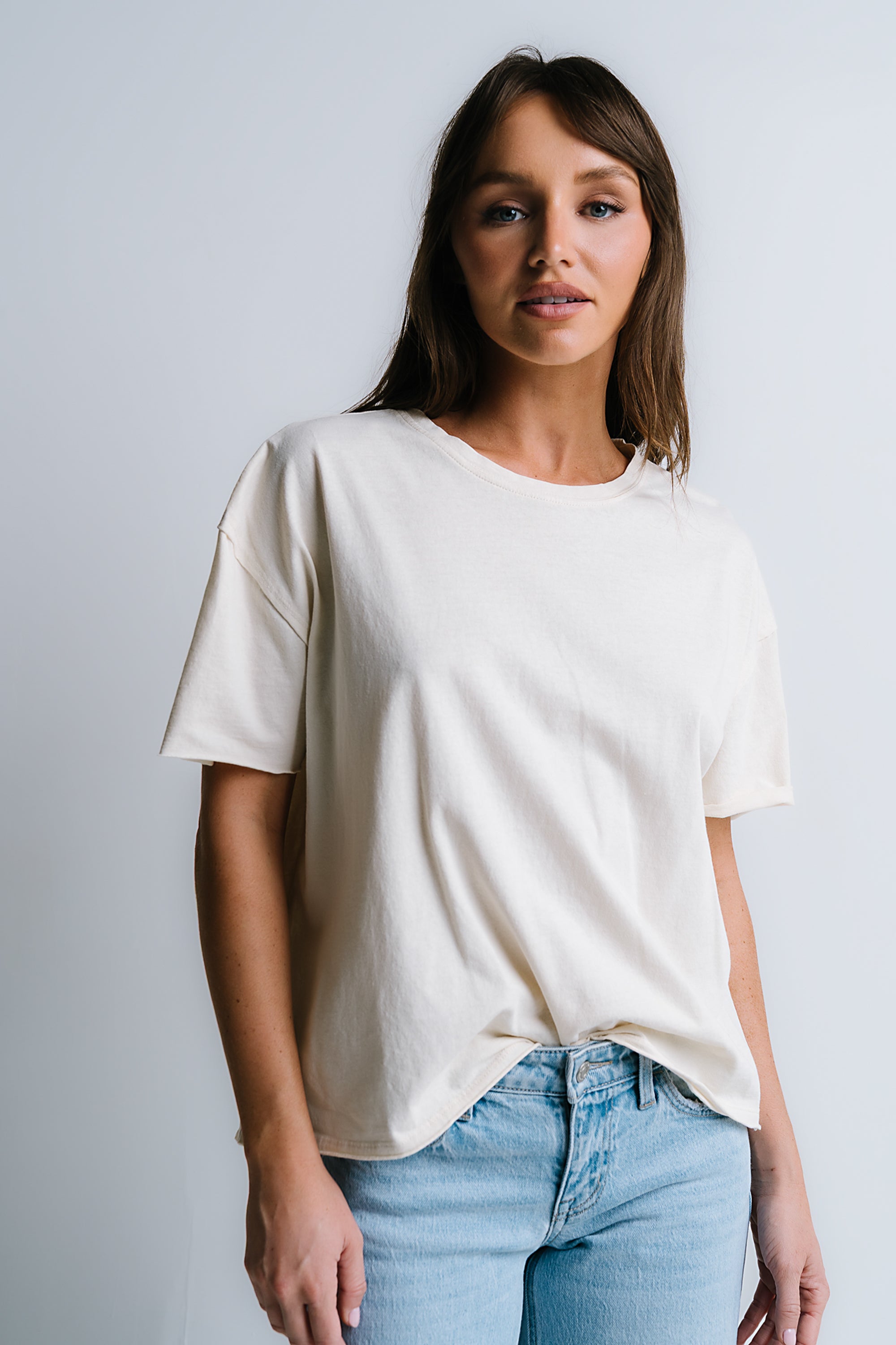 Abby Oversized Tee in Ecru