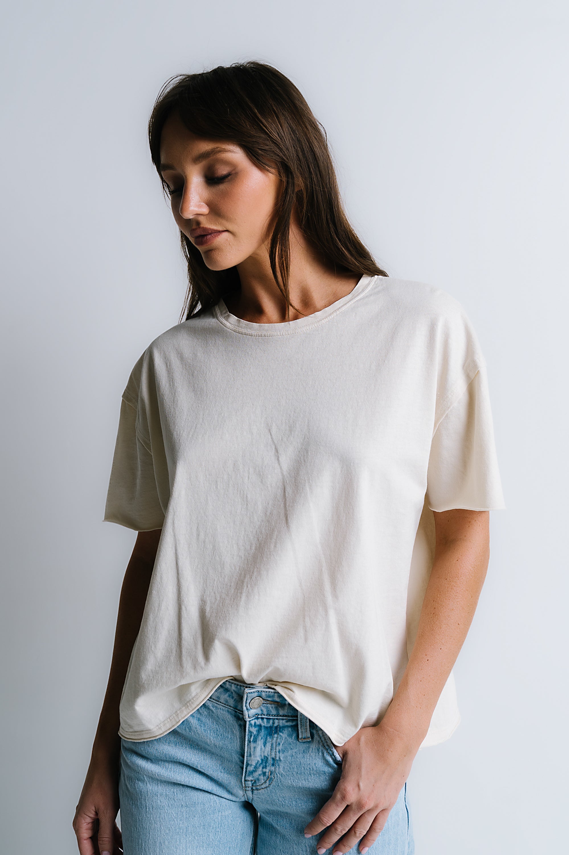 Abby Oversized Tee in Ecru