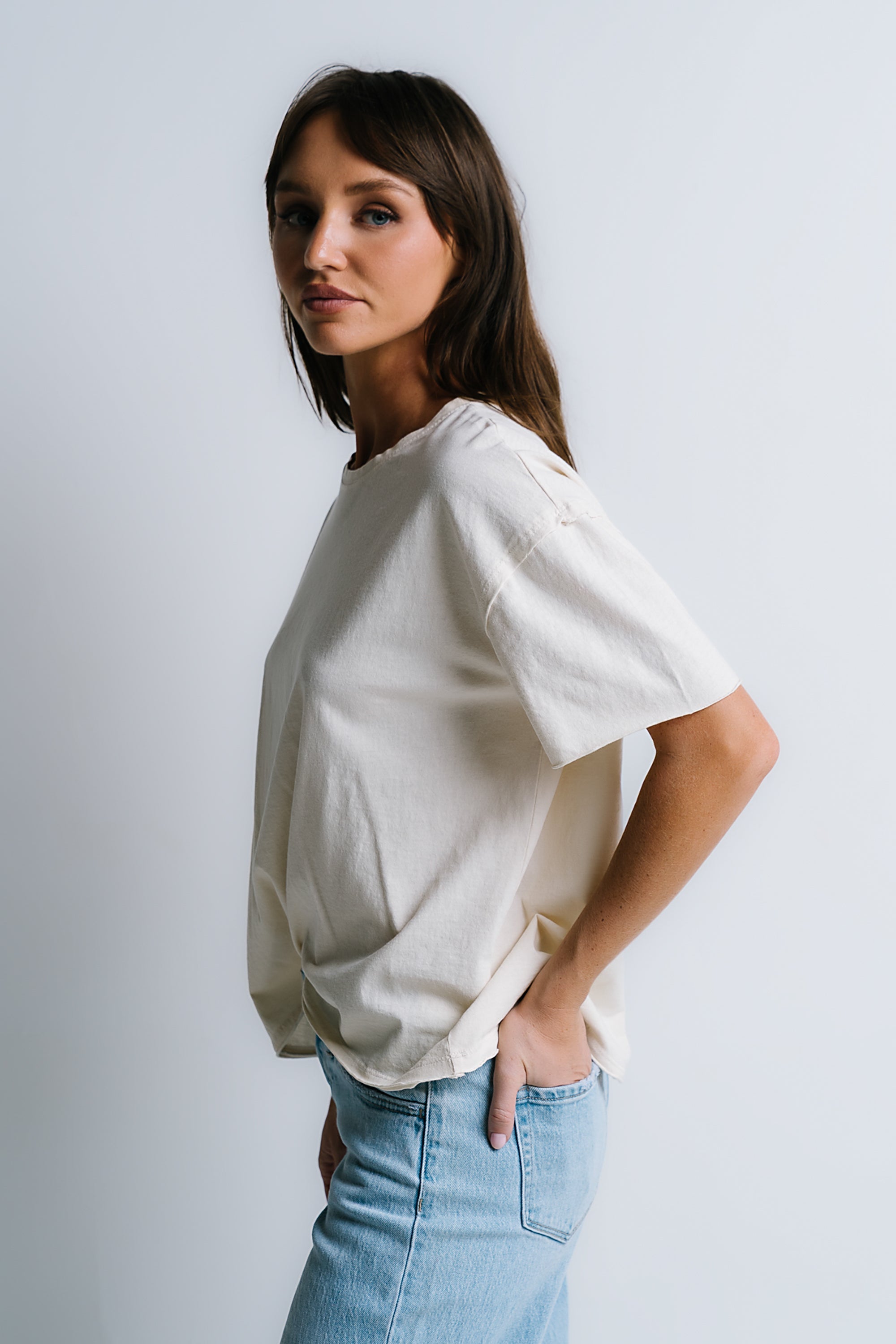 Abby Oversized Tee in Ecru