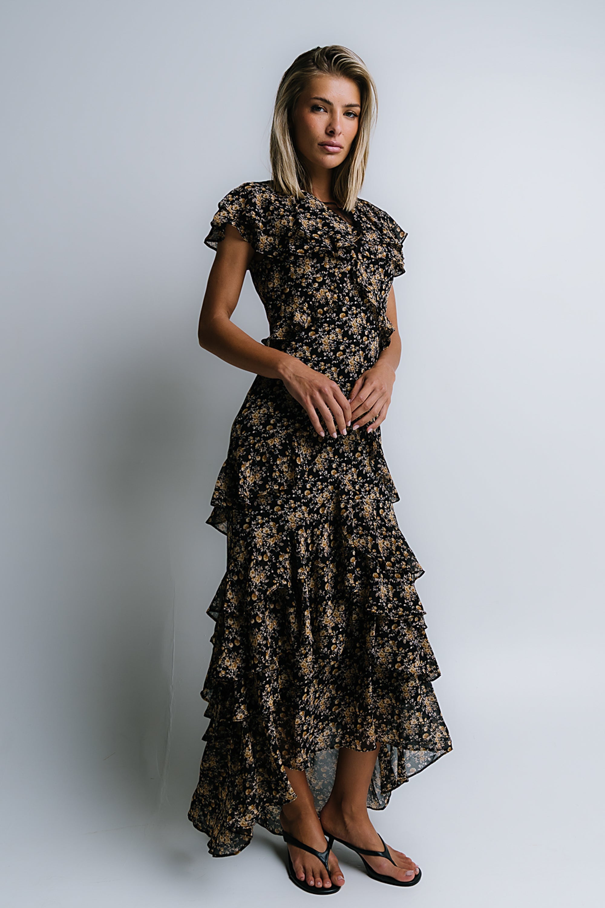 James Ruffle Maxi Dress in Black - FINAL SALE