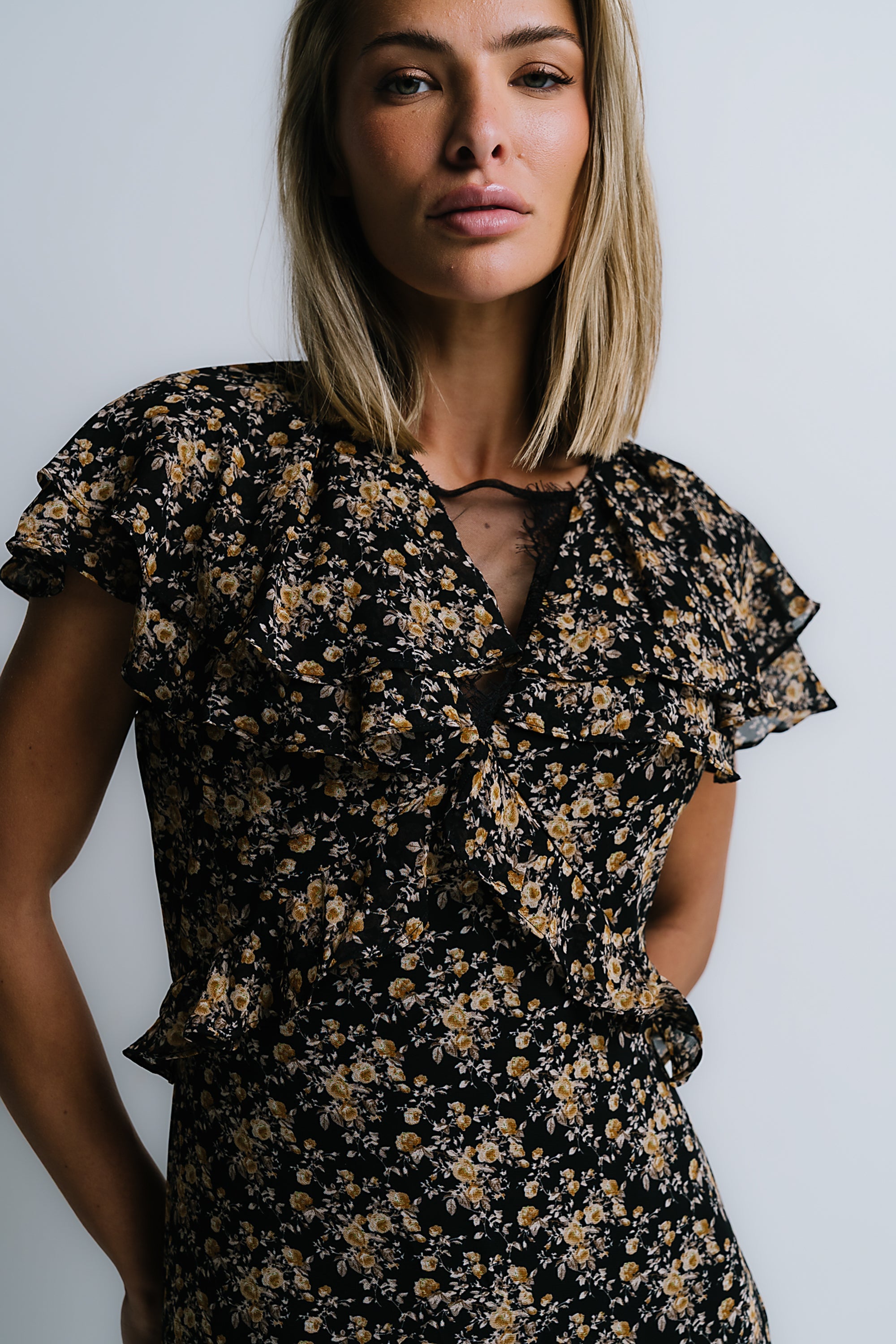 James Ruffle Maxi Dress in Black - FINAL SALE