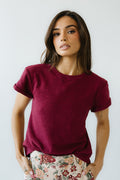 Selena Rolled Sleeve Shirt in Burgundy - FINAL SALE