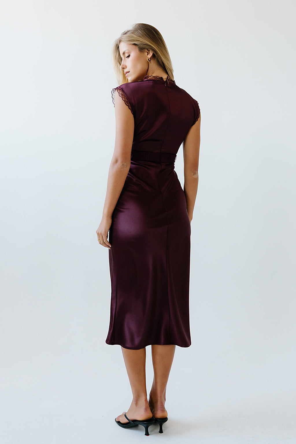 Riley Lace Trim Maxi Dress in Burgundy