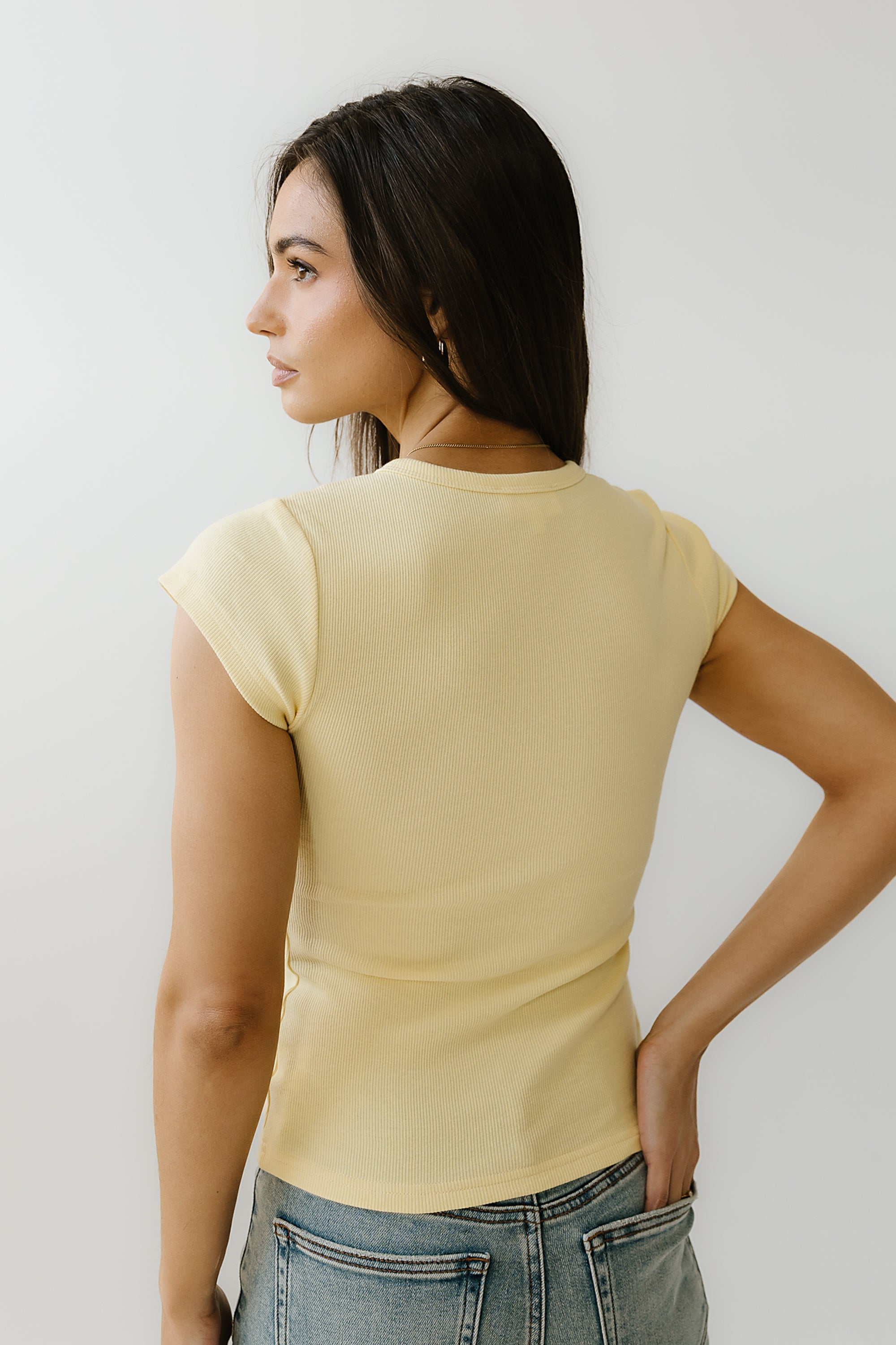 Vestia Button Up Tee in Yellow