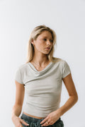 Paula Cowl Neck Top in Light Blue