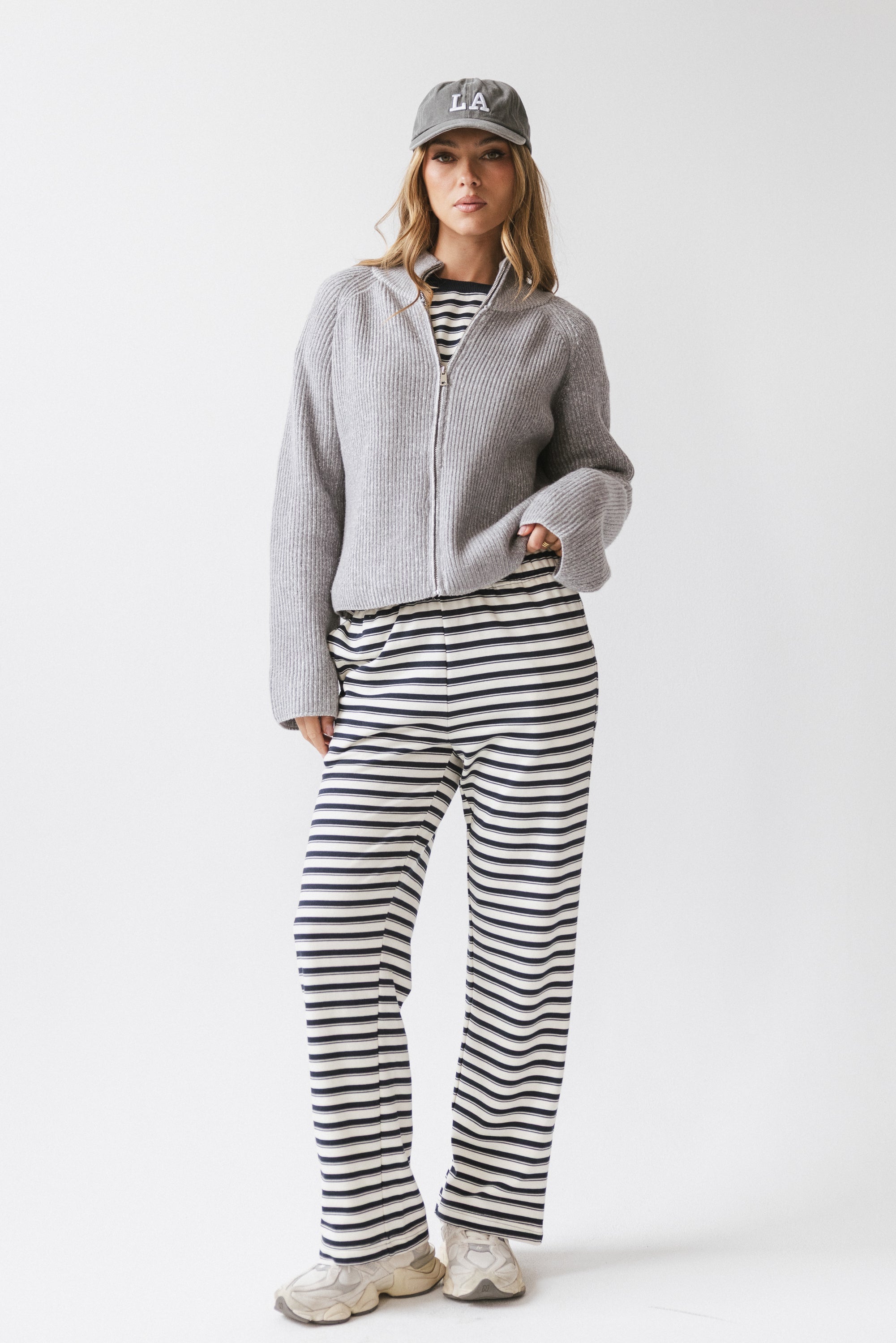 Abbie Ribbed Jacket in Grey