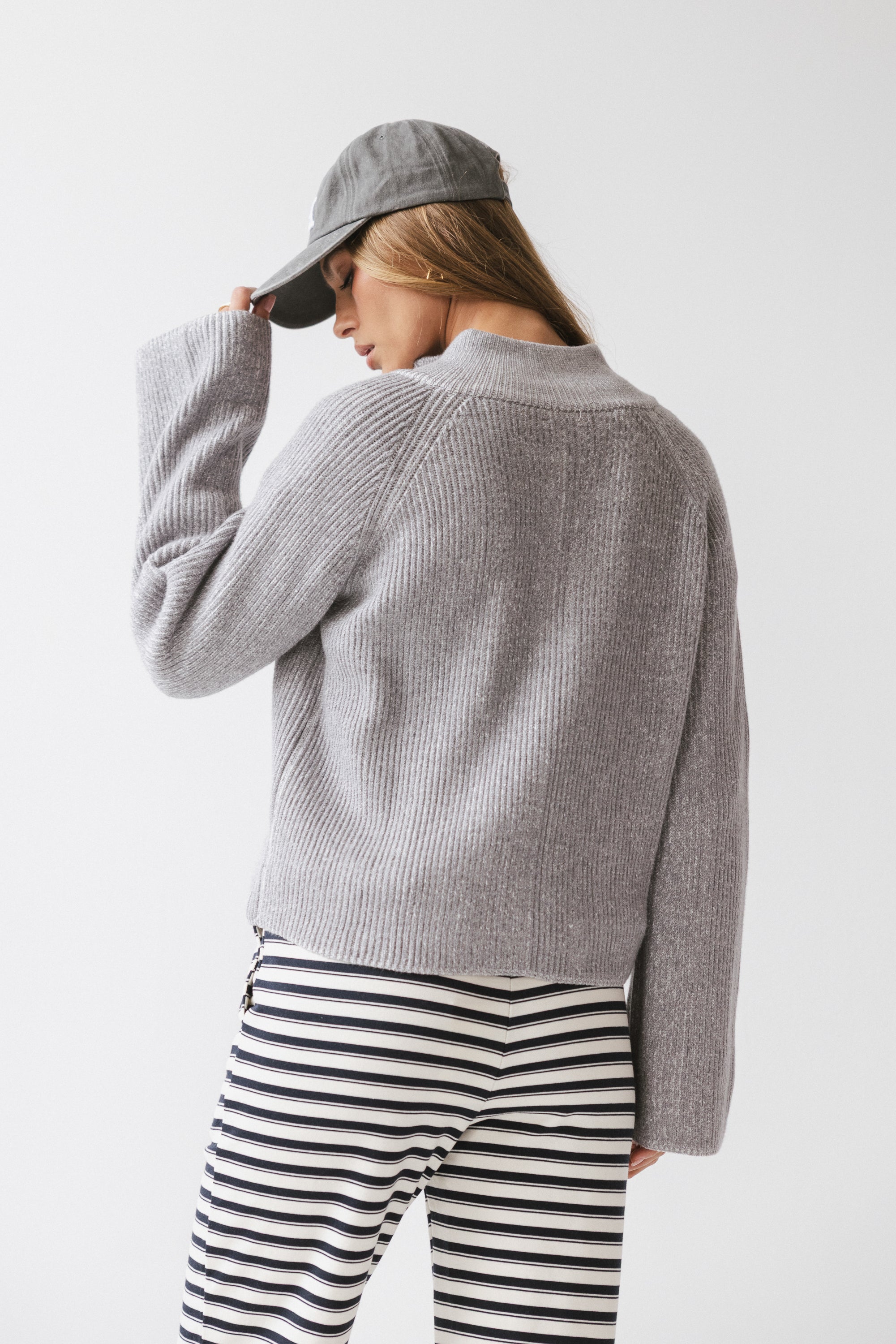 Abbie Ribbed Jacket in Grey
