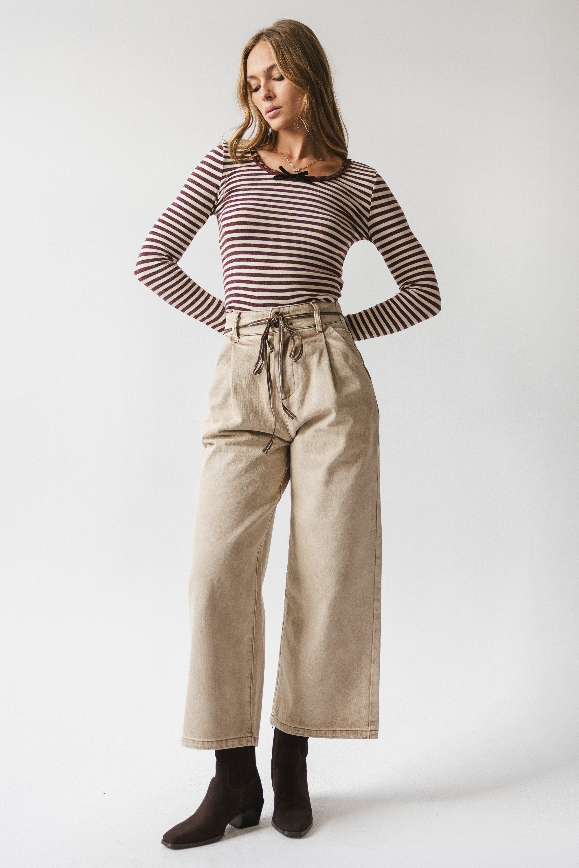 Kiya Striped Top in Burgundy - FINAL SALE