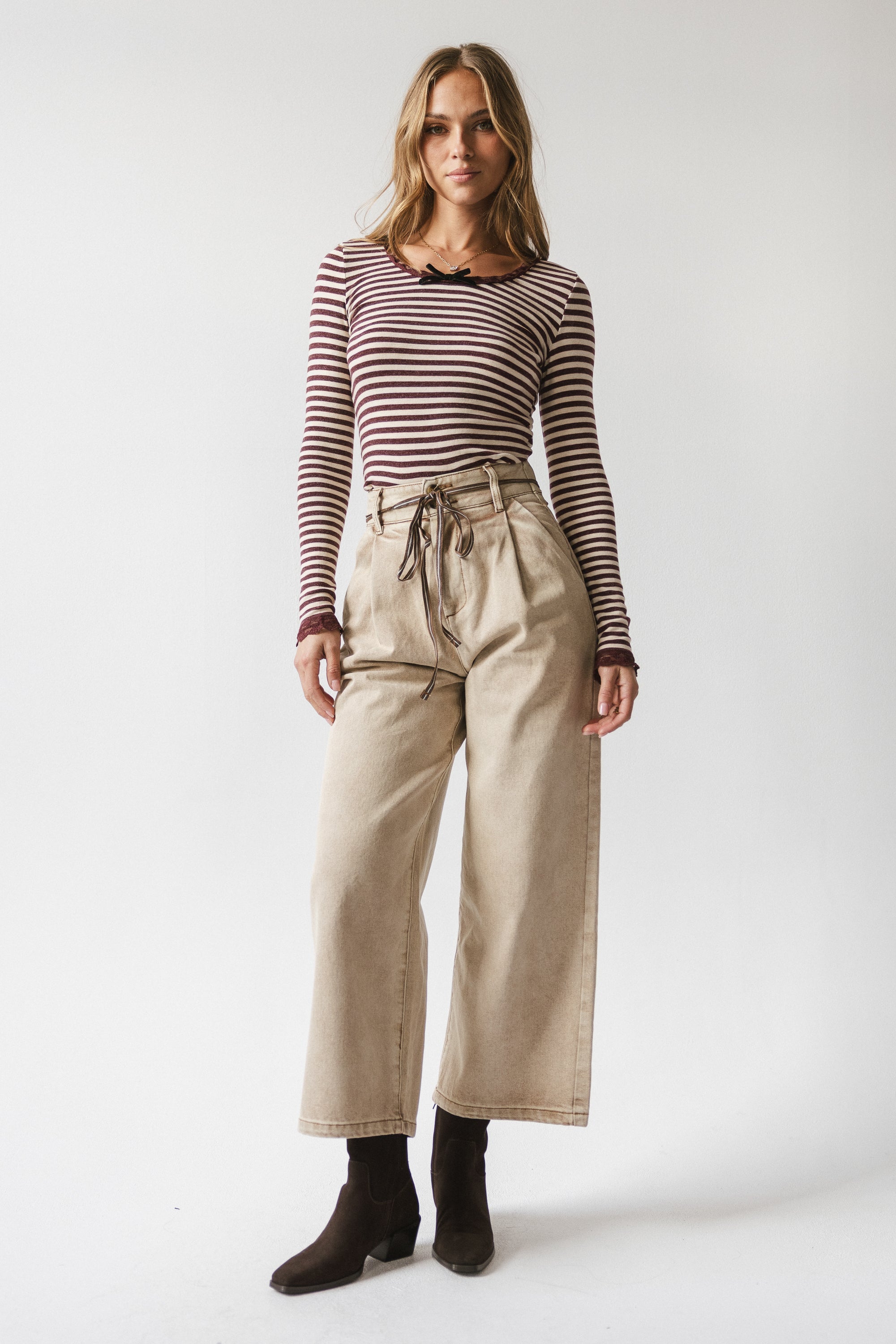 Kiya Striped Top in Burgundy - FINAL SALE