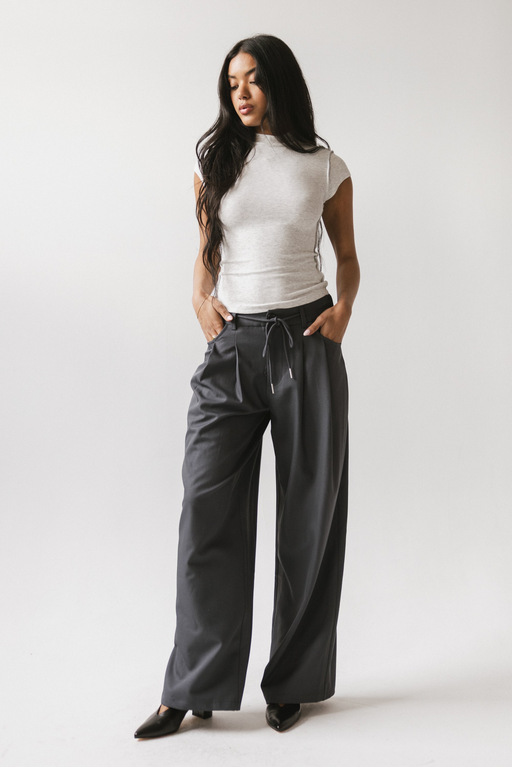 Kimberly Ribbed Top in Heather Grey
