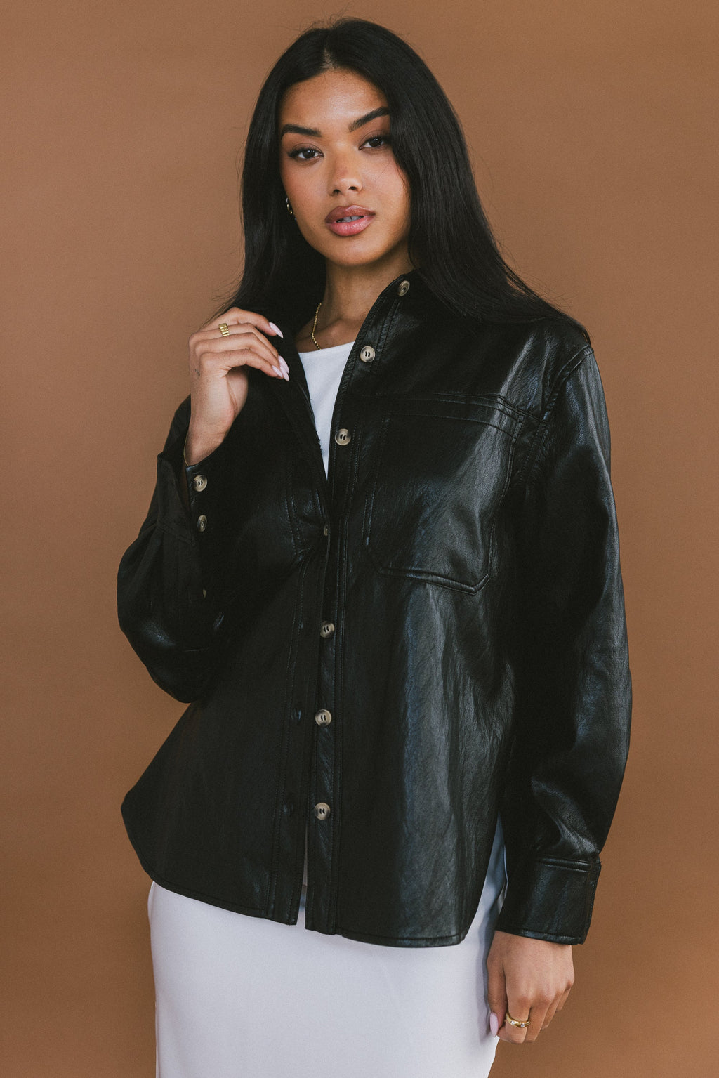 Bruno Vegan Leather Shacket