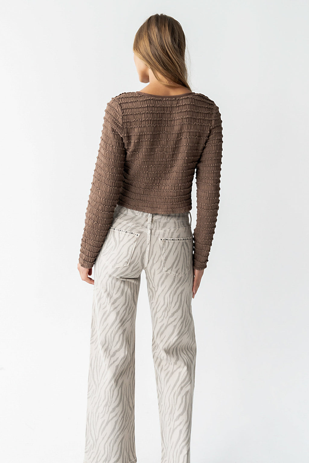 Jordy Textured Top in Brown
